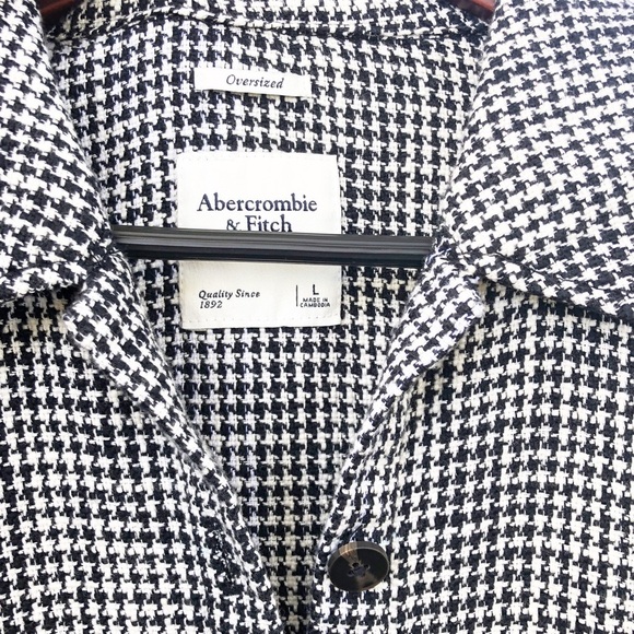 ABERCROMBIE & FITCH | NWOT LARGE CHECKERED-GINGHAM OVERSIZED TWEED SHIRT - Picture 3 of 4